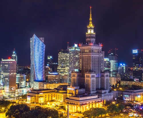 warszawa nocą